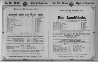 Theaterzettel (Oper und Burgtheater in Wien) 18771120 Seite: 1