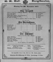 Theaterzettel (Oper und Burgtheater in Wien) 18771126 Seite: 1