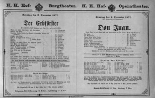 Theaterzettel (Oper und Burgtheater in Wien) 18771202 Seite: 1