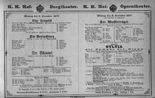 Theaterzettel (Oper und Burgtheater in Wien) 18771203 Seite: 1