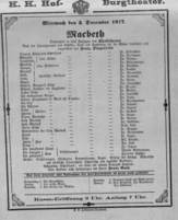 Theaterzettel (Oper und Burgtheater in Wien) 18771205 Seite: 1
