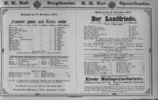 Theaterzettel (Oper und Burgtheater in Wien) 18771209 Seite: 1