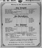 Theaterzettel (Oper und Burgtheater in Wien) 18771210 Seite: 1