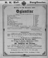 Theaterzettel (Oper und Burgtheater in Wien) 18771221 Seite: 1
