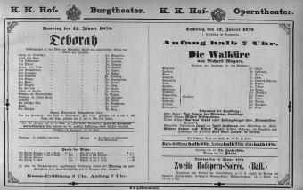 Theaterzettel (Oper und Burgtheater in Wien) 18780112 Seite: 1