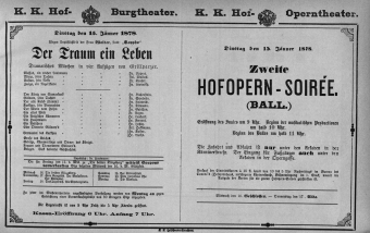 Theaterzettel (Oper und Burgtheater in Wien) 18780115 Seite: 1