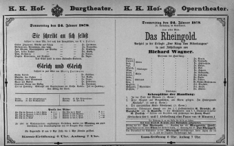 Theaterzettel (Oper und Burgtheater in Wien) 18780124 Seite: 1