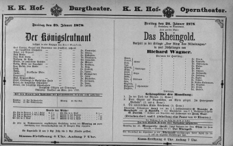 Theaterzettel (Oper und Burgtheater in Wien) 18780125 Seite: 1