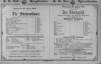 Theaterzettel (Oper und Burgtheater in Wien) 18780127 Seite: 1