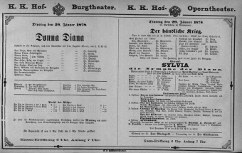 Theaterzettel (Oper und Burgtheater in Wien) 18780129 Seite: 1