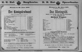 Theaterzettel (Oper und Burgtheater in Wien) 18780130 Seite: 1