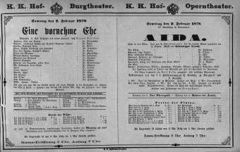 Theaterzettel (Oper und Burgtheater in Wien) 18780202 Seite: 1