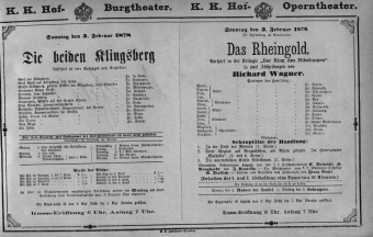 Theaterzettel (Oper und Burgtheater in Wien) 18780203 Seite: 1