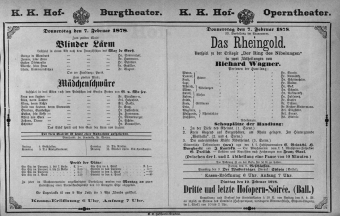 Theaterzettel (Oper und Burgtheater in Wien) 18780207 Seite: 1