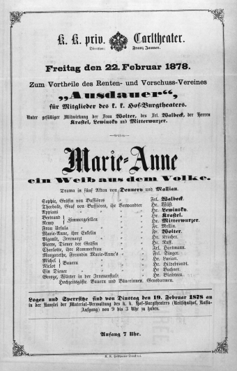 Theaterzettel (Oper und Burgtheater in Wien) 18780222 Seite: 2