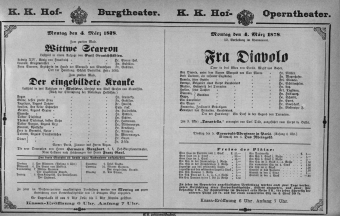 Theaterzettel (Oper und Burgtheater in Wien) 18780304 Seite: 1