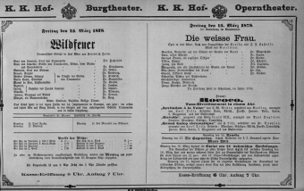 Theaterzettel (Oper und Burgtheater in Wien) 18780315 Seite: 1