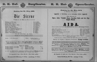 Theaterzettel (Oper und Burgtheater in Wien) 18780323 Seite: 1