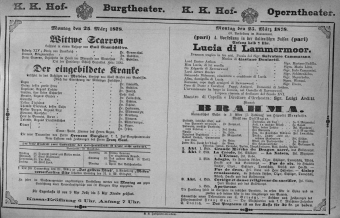 Theaterzettel (Oper und Burgtheater in Wien) 18780325 Seite: 1