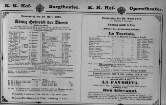 Theaterzettel (Oper und Burgtheater in Wien) 18780425 Seite: 1