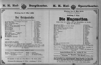 Theaterzettel (Oper und Burgtheater in Wien) 18780507 Seite: 1