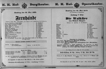 Theaterzettel (Oper und Burgtheater in Wien) 18780511 Seite: 1