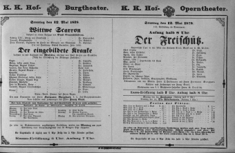 Theaterzettel (Oper und Burgtheater in Wien) 18780512 Seite: 1