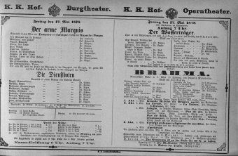 Theaterzettel (Oper und Burgtheater in Wien) 18780517 Seite: 1