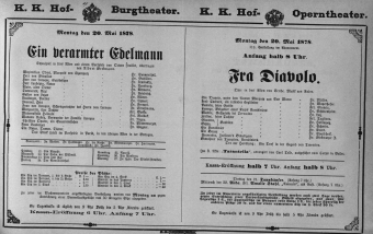 Theaterzettel (Oper und Burgtheater in Wien) 18780520 Seite: 1