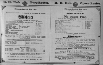 Theaterzettel (Oper und Burgtheater in Wien) 18780522 Seite: 1