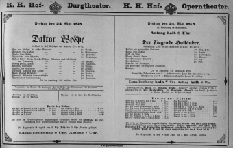 Theaterzettel (Oper und Burgtheater in Wien) 18780524 Seite: 1