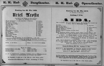 Theaterzettel (Oper und Burgtheater in Wien) 18780525 Seite: 1
