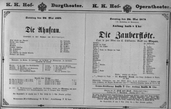 Theaterzettel (Oper und Burgtheater in Wien) 18780526 Seite: 1