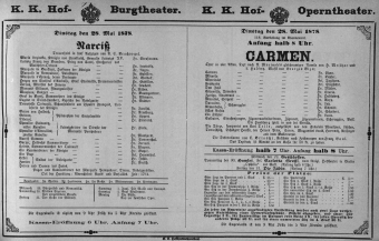 Theaterzettel (Oper und Burgtheater in Wien) 18780528 Seite: 1