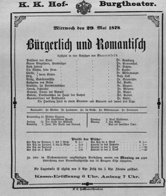 Theaterzettel (Oper und Burgtheater in Wien) 18780529 Seite: 1