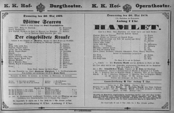 Theaterzettel (Oper und Burgtheater in Wien) 18780530 Seite: 1