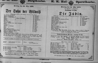 Theaterzettel (Oper und Burgtheater in Wien) 18780531 Seite: 1