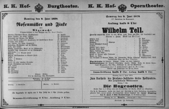 Theaterzettel (Oper und Burgtheater in Wien) 18780608 Seite: 1