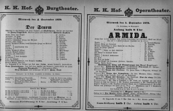 Theaterzettel (Oper und Burgtheater in Wien) 18780904 Seite: 1