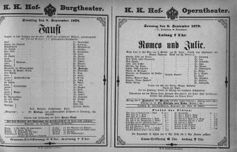 Theaterzettel (Oper und Burgtheater in Wien) 18780908 Seite: 1