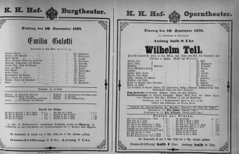Theaterzettel (Oper und Burgtheater in Wien) 18780910 Seite: 1