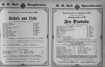 Theaterzettel (Oper und Burgtheater in Wien) 18780912 Seite: 1