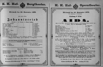 Theaterzettel (Oper und Burgtheater in Wien) 18780918 Seite: 1