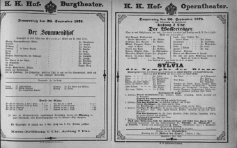 Theaterzettel (Oper und Burgtheater in Wien) 18780926 Seite: 1