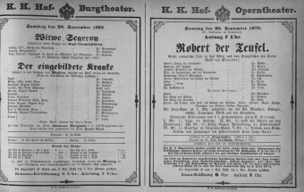 Theaterzettel (Oper und Burgtheater in Wien) 18780928 Seite: 1