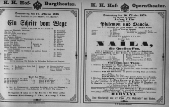 Theaterzettel (Oper und Burgtheater in Wien) 18781010 Seite: 1