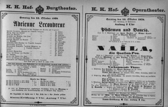 Theaterzettel (Oper und Burgtheater in Wien) 18781013 Seite: 1