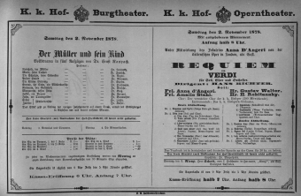 Theaterzettel (Oper und Burgtheater in Wien) 18781102 Seite: 1