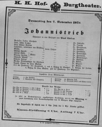 Theaterzettel (Oper und Burgtheater in Wien) 18781107 Seite: 1
