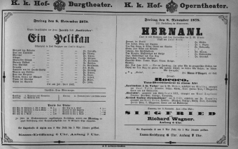 Theaterzettel (Oper und Burgtheater in Wien) 18781108 Seite: 1